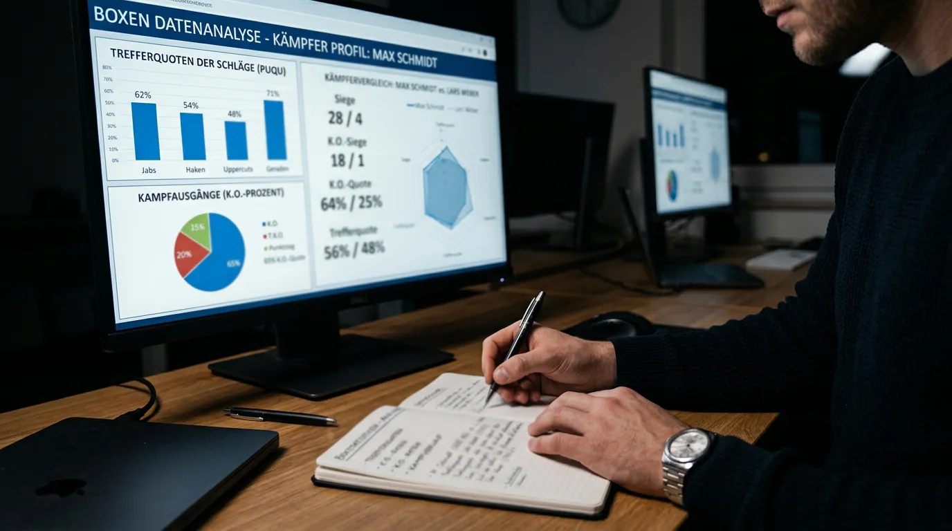 Datenbasierte Kämpferanalyse mit Punch-Landing-Rate, KO-Rate und Stilmatchup für Boxwetten