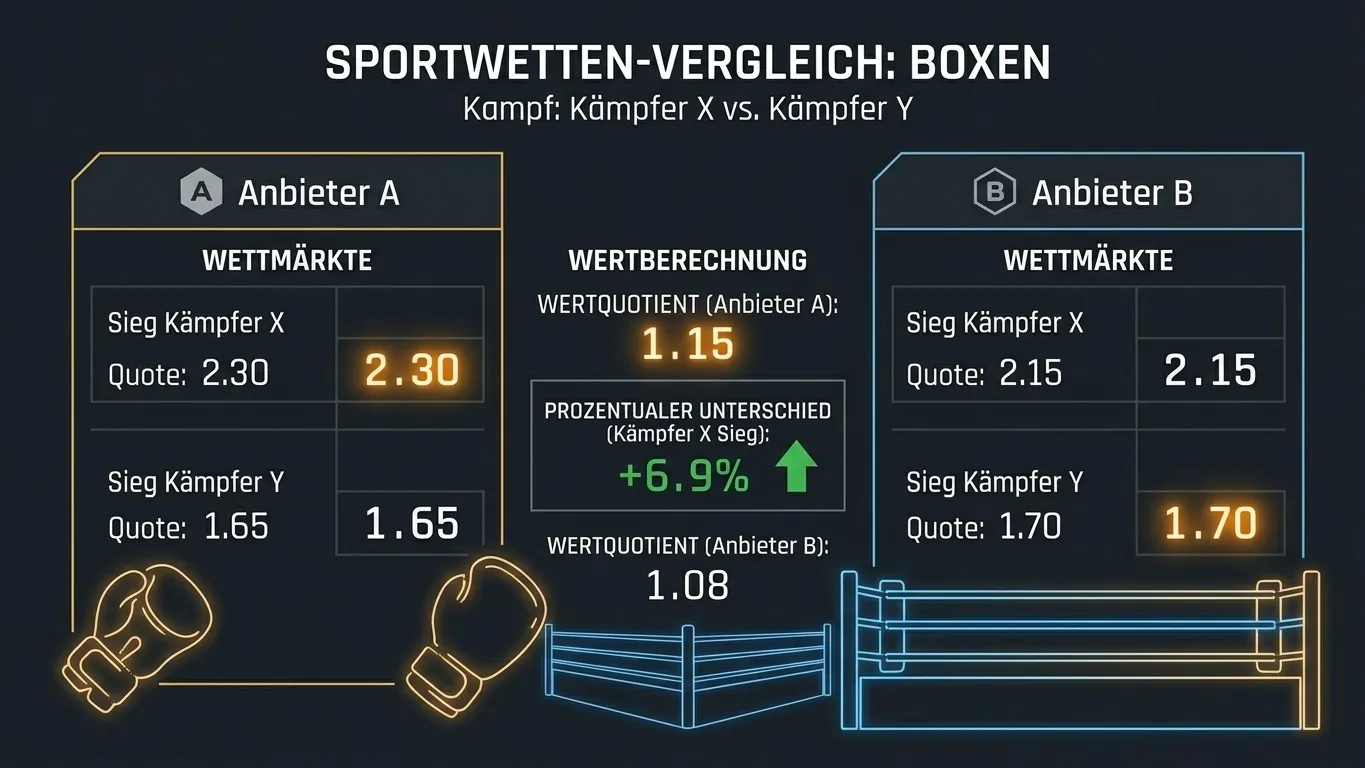 Analyse einer Value-Quote beim Boxkampf mit Quotienvergleich zwischen verschiedenen Sportwetten-Anbietern