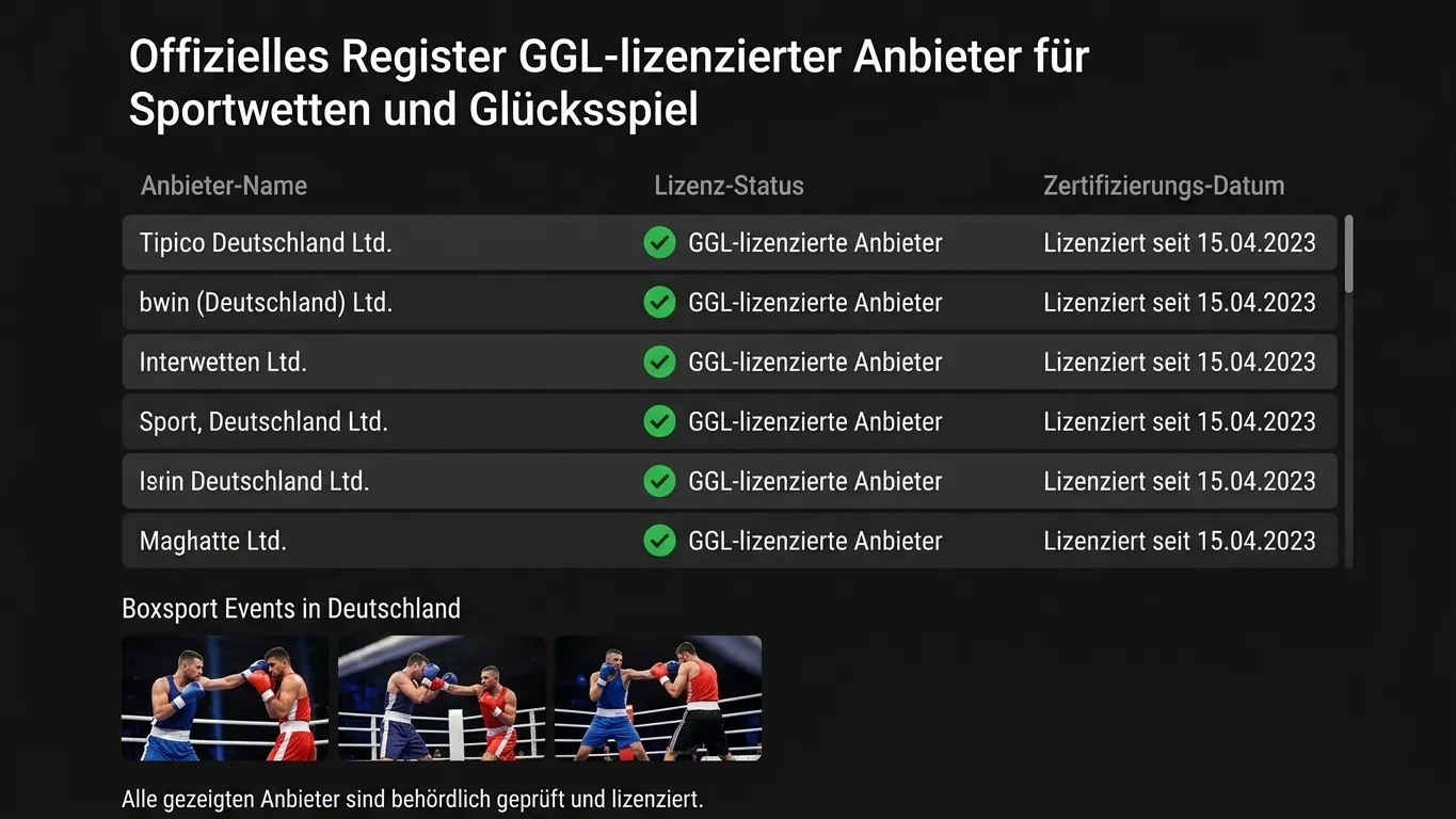 GGL-Whitelist 2026 - lizenzierte Boxwetten-Anbieter in Deutschland