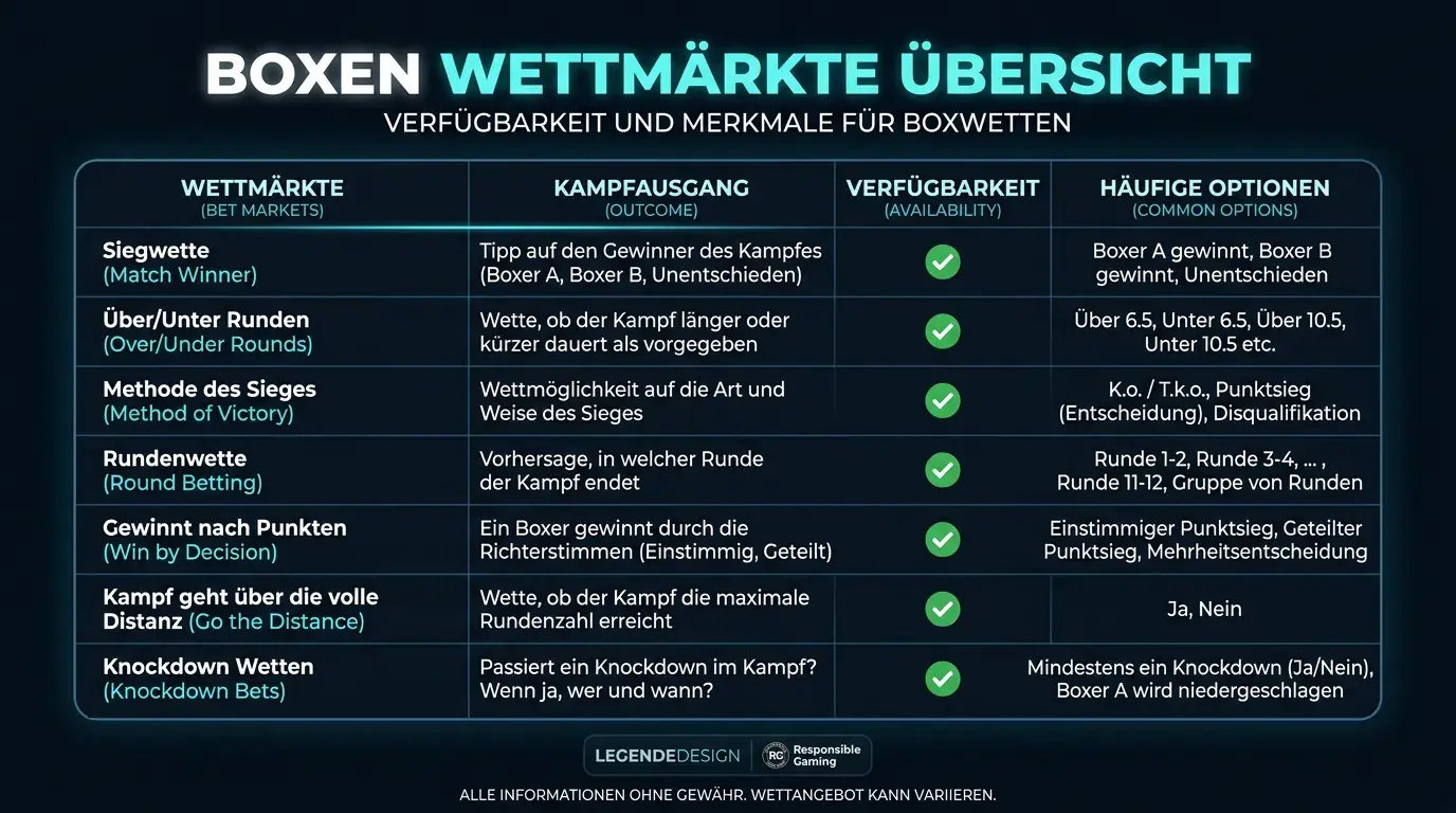 Verfugbare Inplay-Markte beim Boxkampf im Uberblick