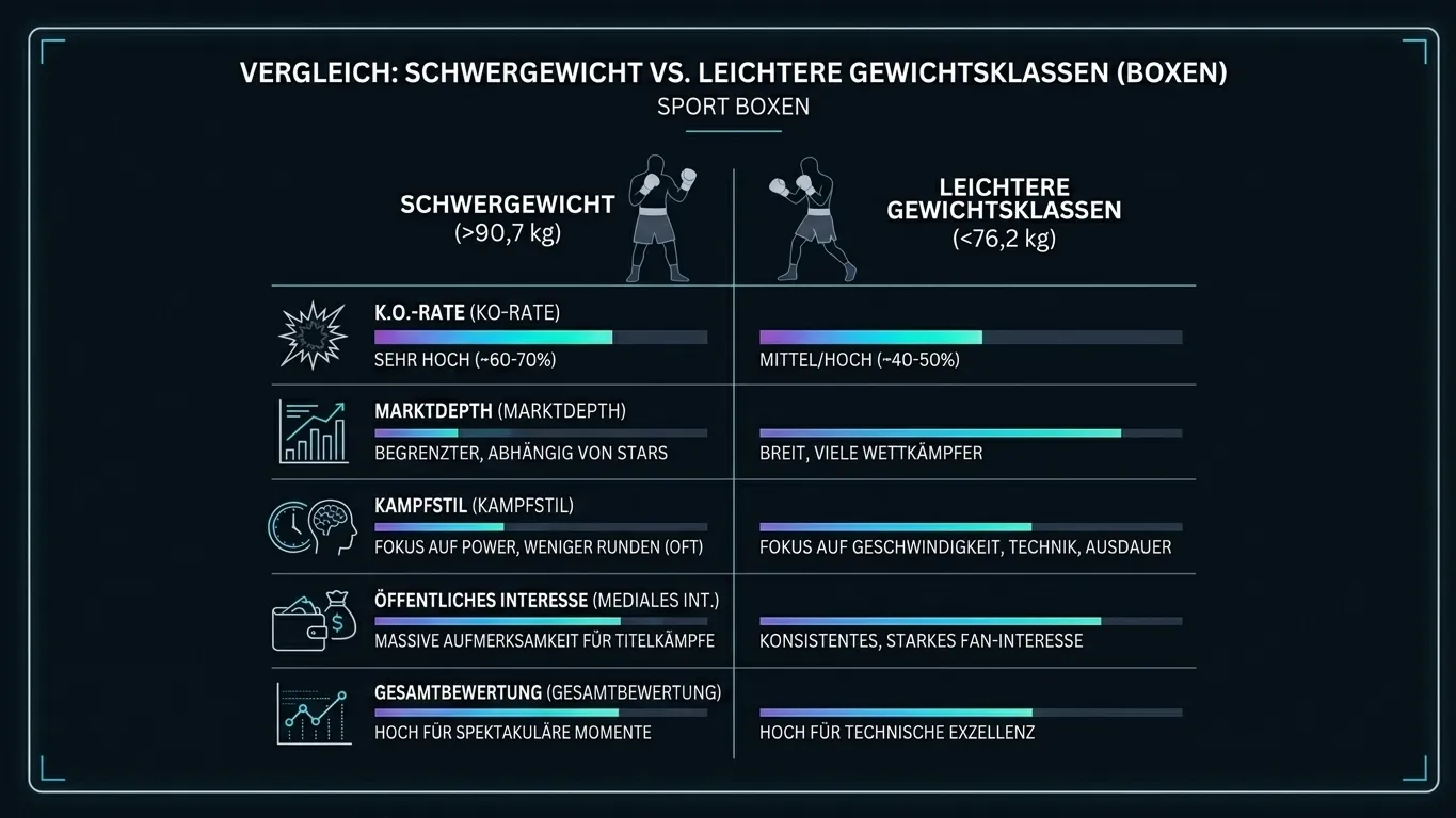 Schwergewicht vs leichtere Gewichtsklassen - Wett-Value-Vergleich