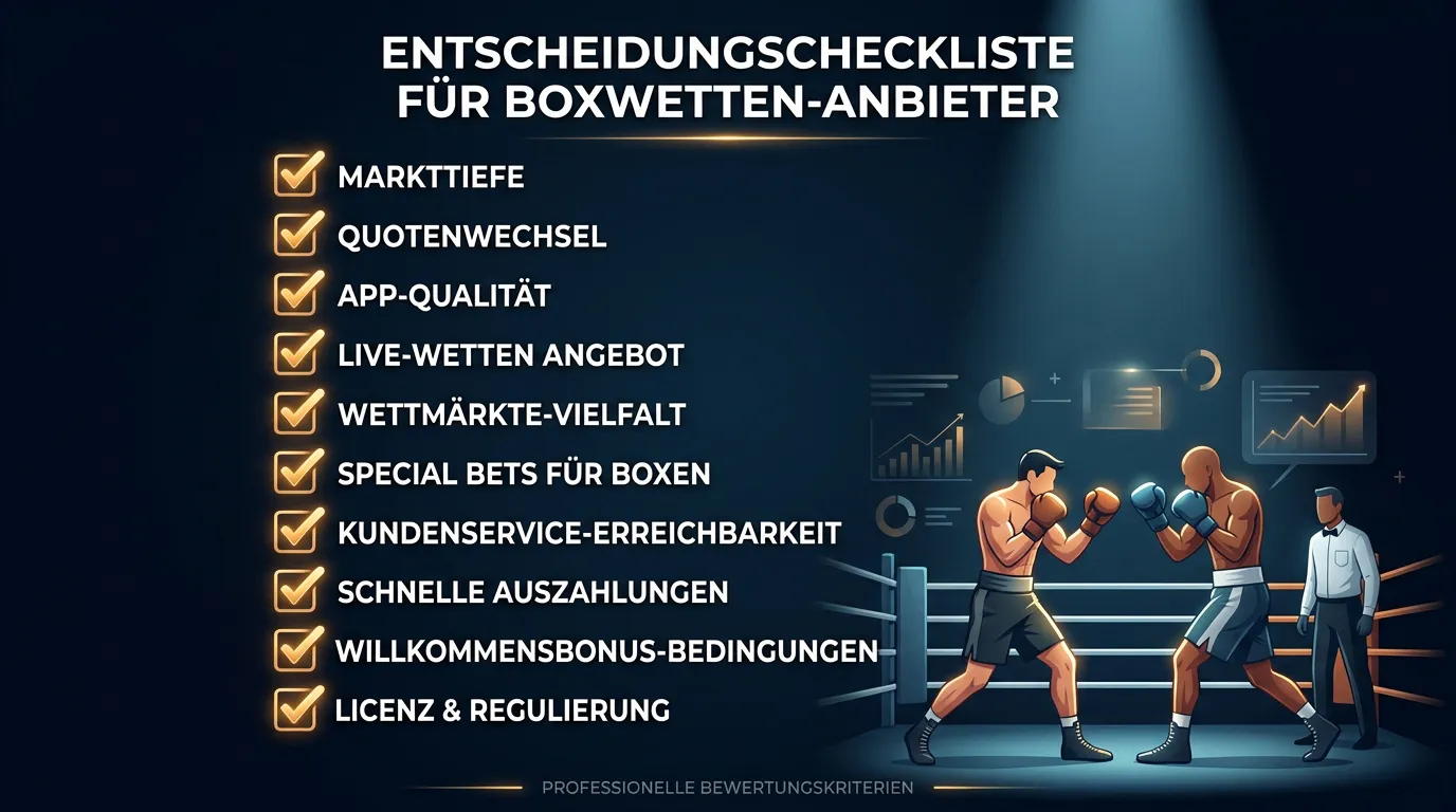Checkliste zur Auswahl des richtigen Boxwetten-Anbieters nach Wettstrategie und Quoten in Deutschland